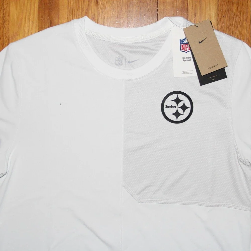 Nike Pittsburgh Steelers On Field Dri-Fit UV Short Sleeve Shirt Men M L White